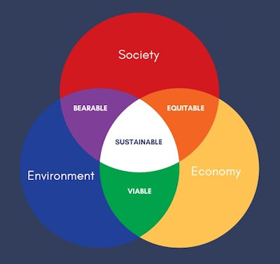 A Venn diagram shows the intersection of the social, environmental and economic factors that make up the bioeconomy.